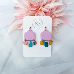 Vibrant polymer clay artisan earrings, new earrings, handmade, colorful